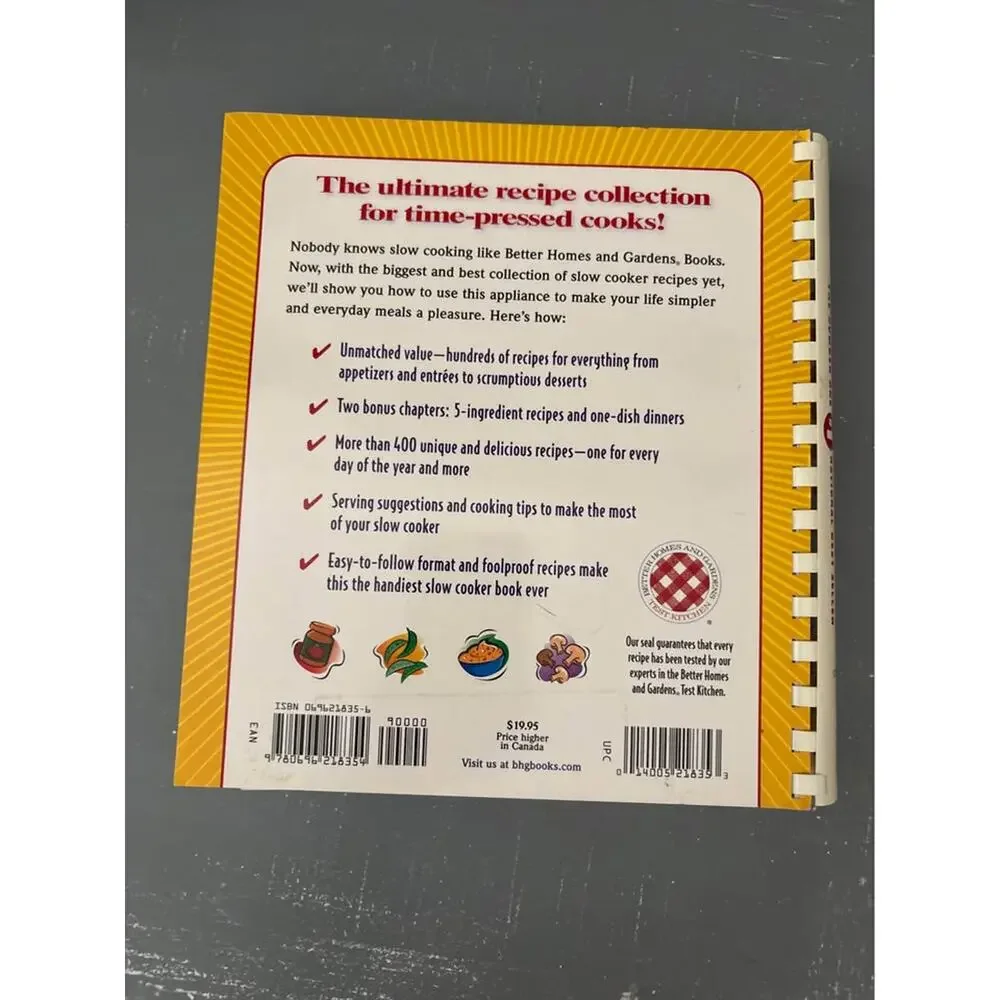Better Homes and Gardens Biggest book of slow cooker recipes cookbook 2002